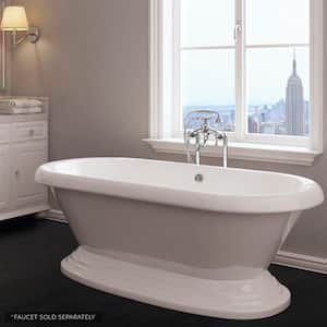 W-I-D-E Series Mendham 60 in. Acrylic Freestanding Pedestal Bathtub in White, Drain in Polished Chrome