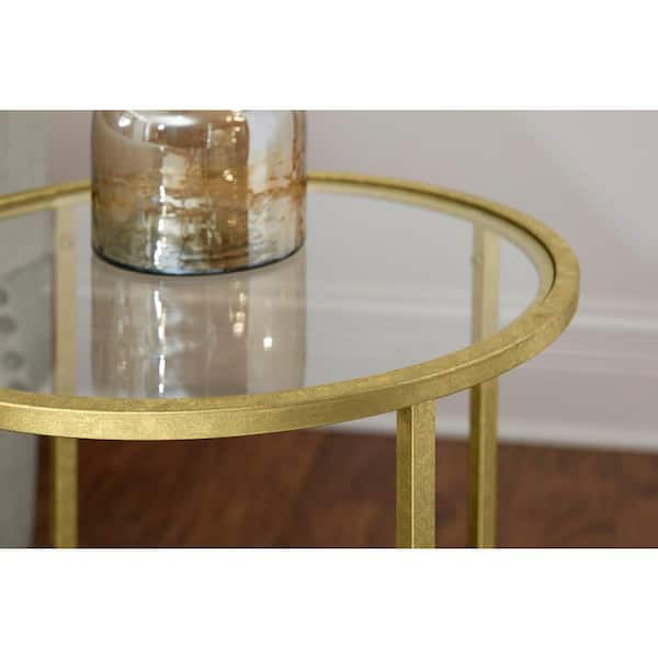Home Decorators Collection Bella Round Gold Metal and Glass Side