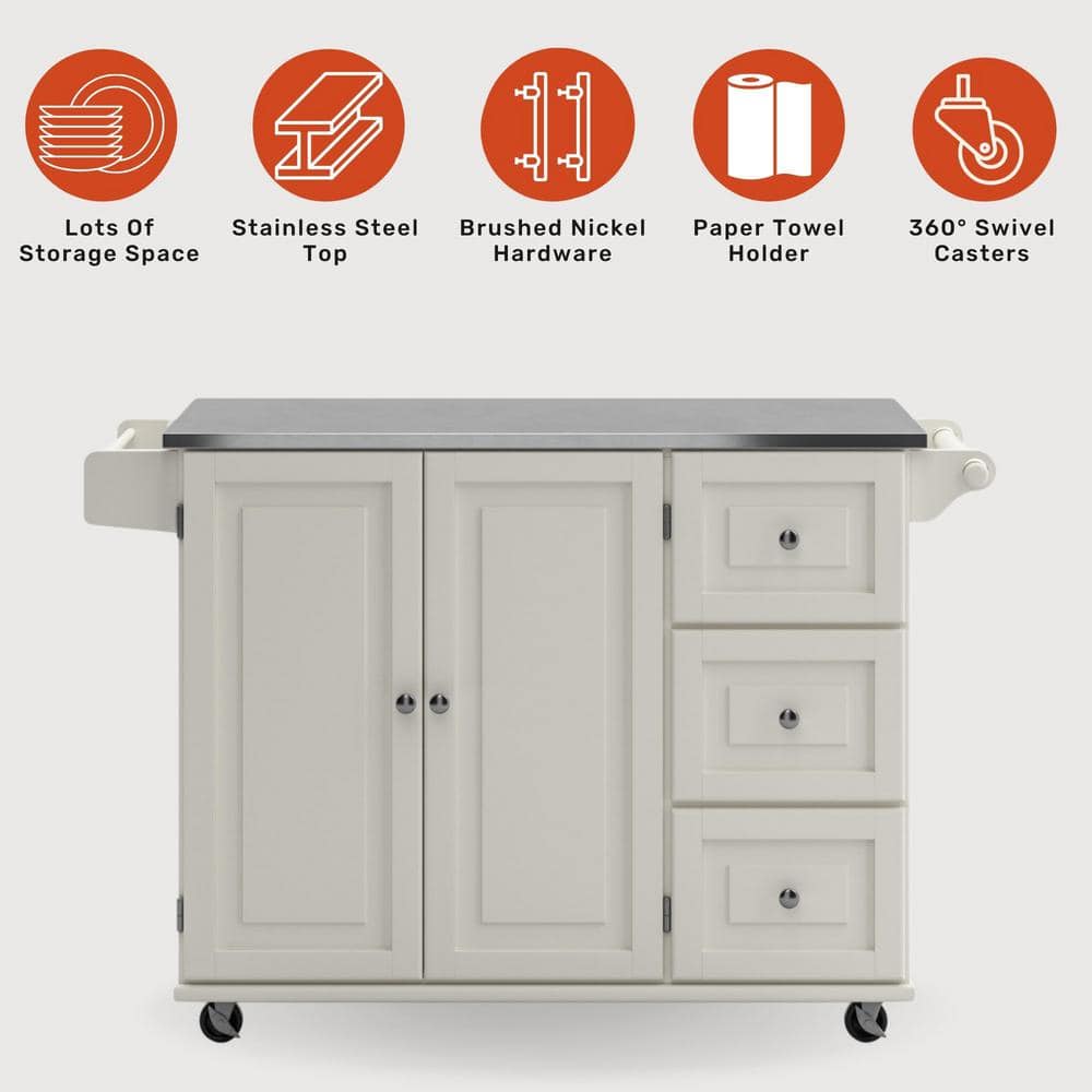Stainless Steel Top Rectangular Kitchen Cart with Spice Rack and Storage