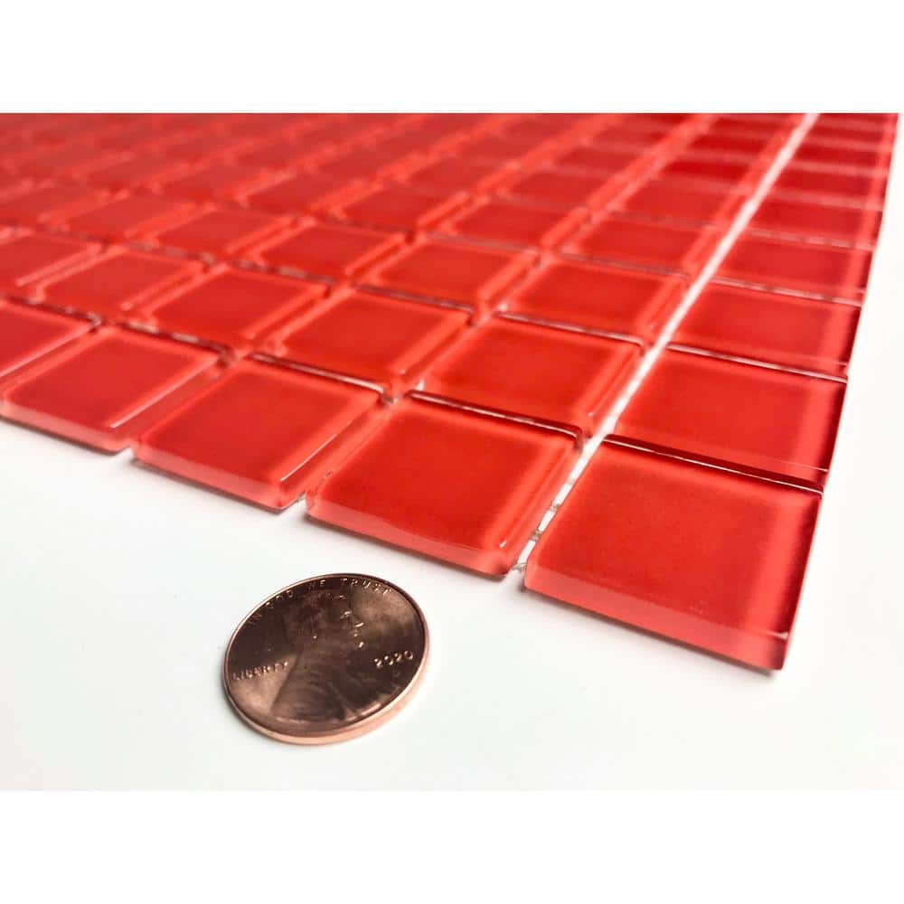 Red Glossy Glass 12x12 Square Mosaic Tile