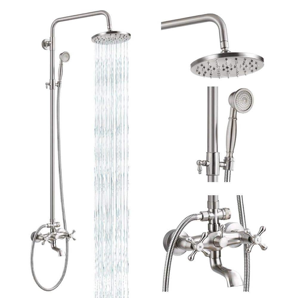 3-Spray Multifunction Deluxe Wall Bar Shower Kit with Hand Shower in Brushed Nickel price history on PriceWatchPro