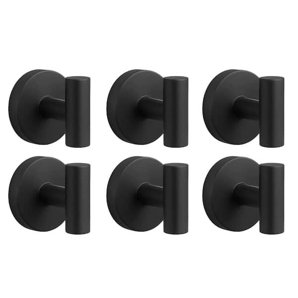 Wall Mount Robe Hook / Towel Hook in Matte Black (6-Pack)