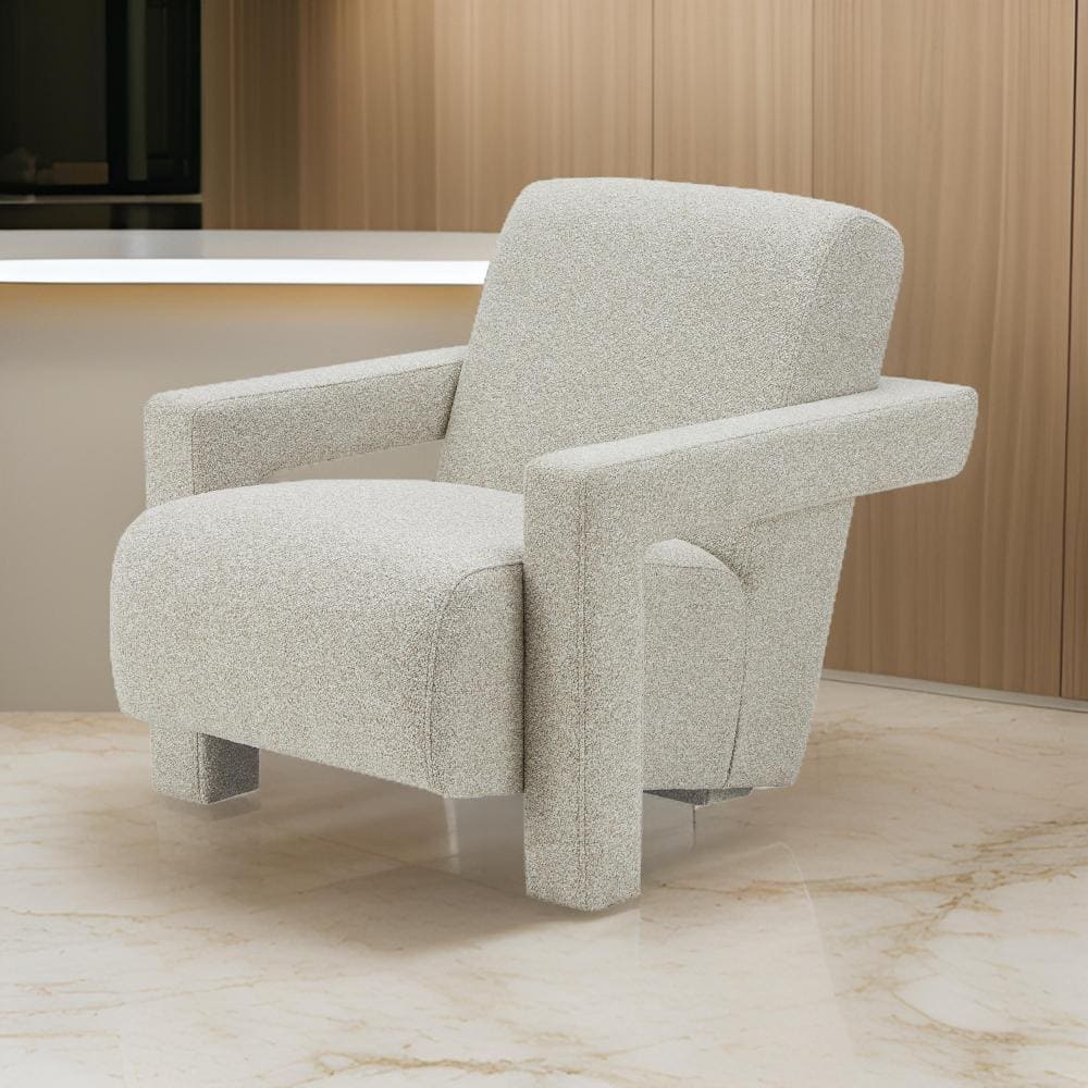 Beige Polyester Arm Chair with Foam Cushions