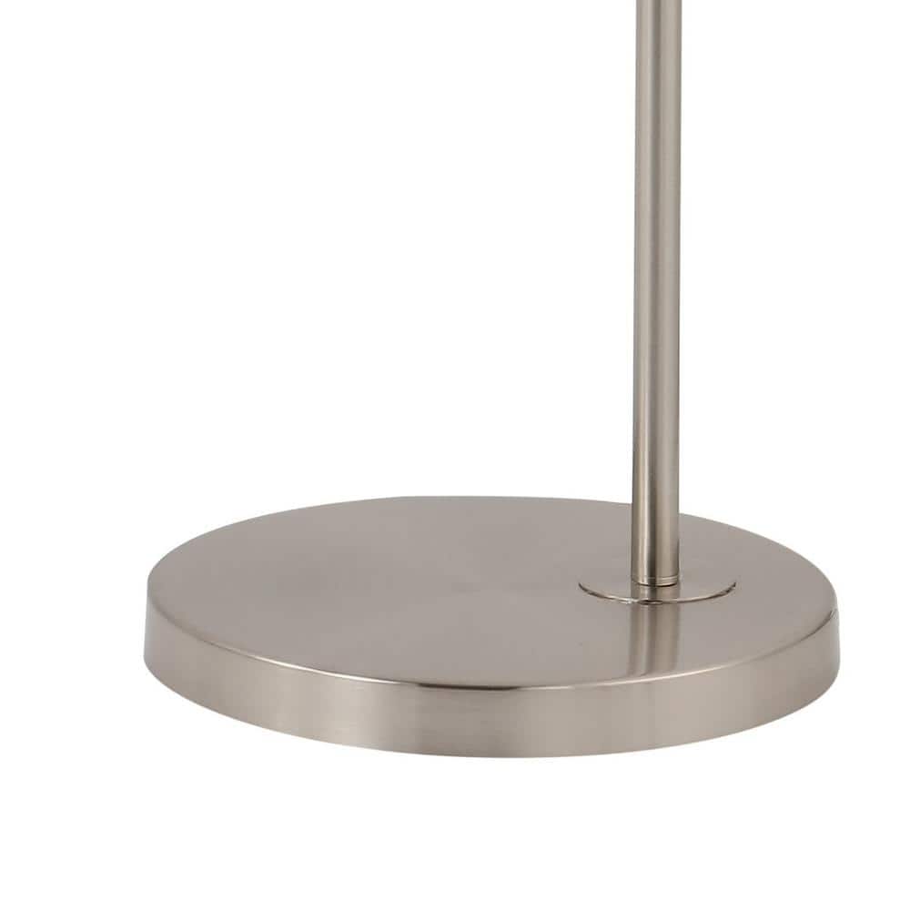 Nora Minimalistic Transitional Nickel Arc Floor Lamp with Frosted Shade