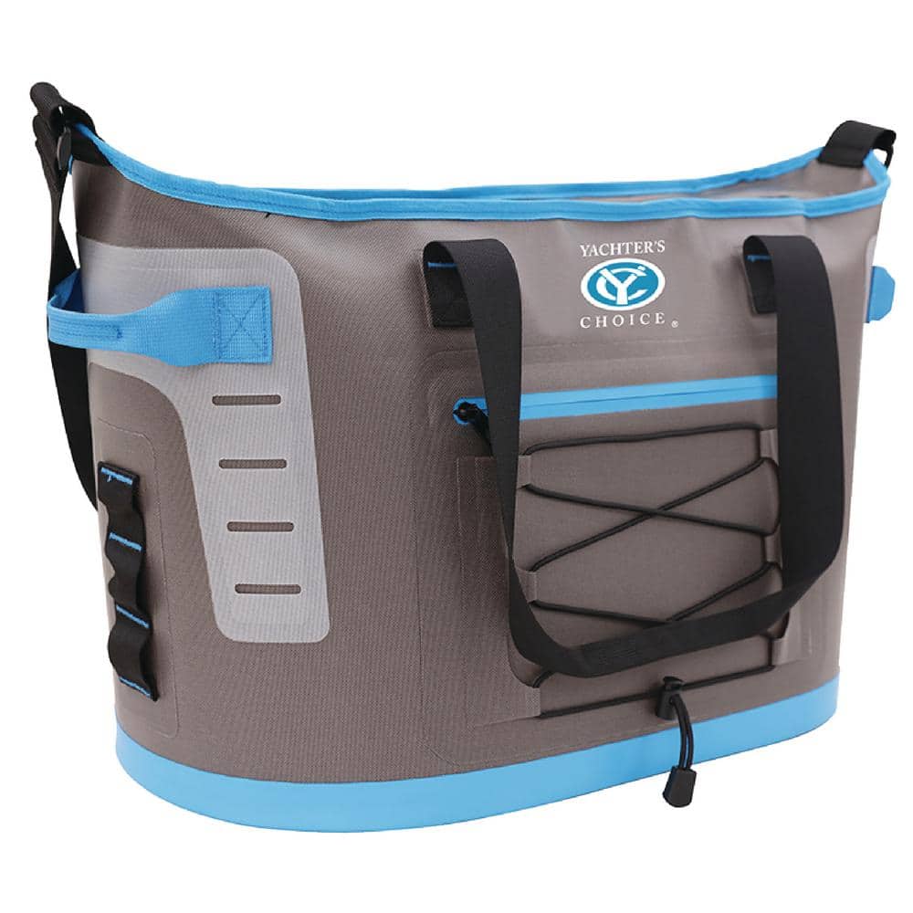 Soft Cooler With 30 Can Capacity / Tote Style with Shoulder Strap, Grey/Blu