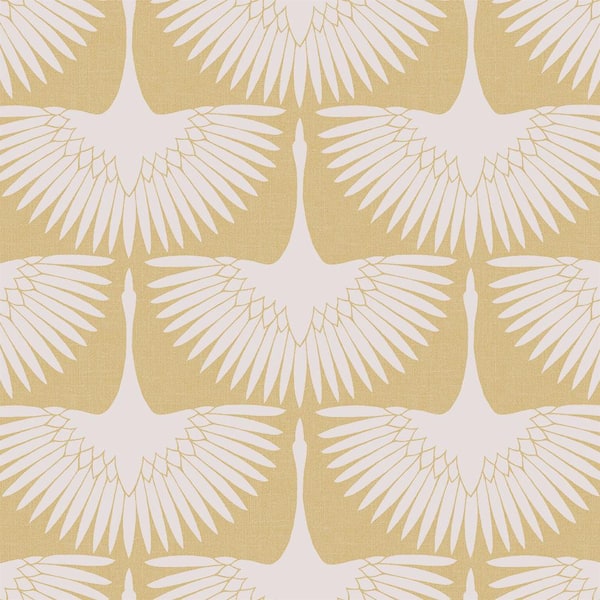 Tempaper Genevieve Gorder Feather Flock Golden Hour Peel and Stick Wallpaper Sample