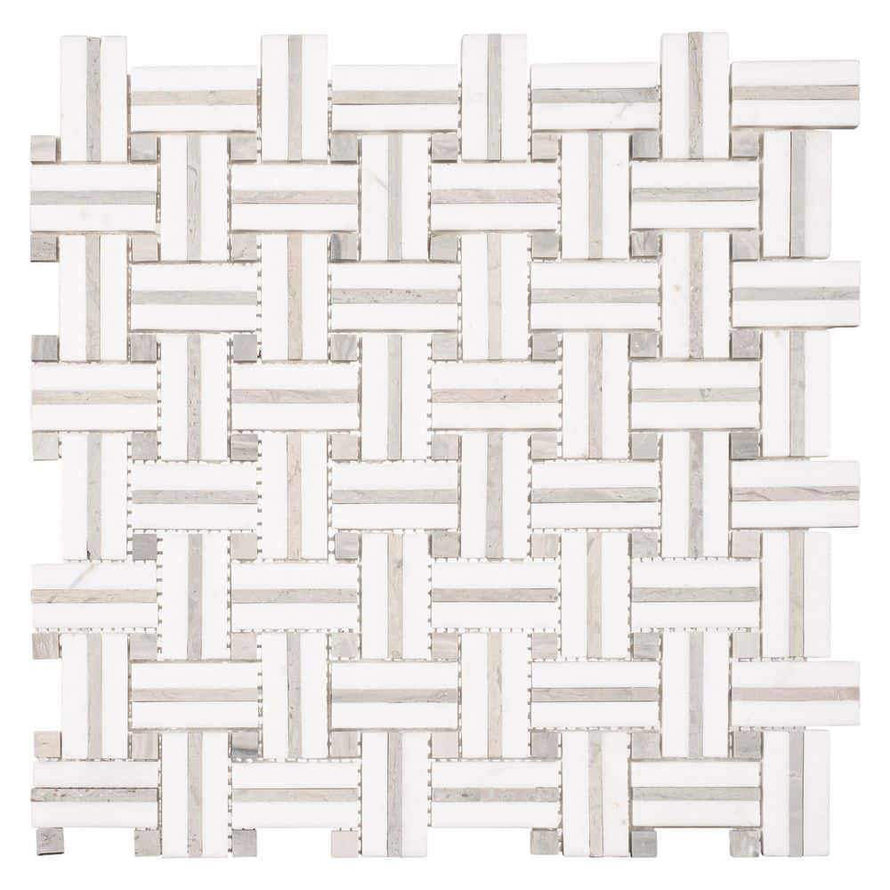 Fabrique Muslin Gray 12 in. x 12 in. Woven Look Smooth Natural Stone Floor 