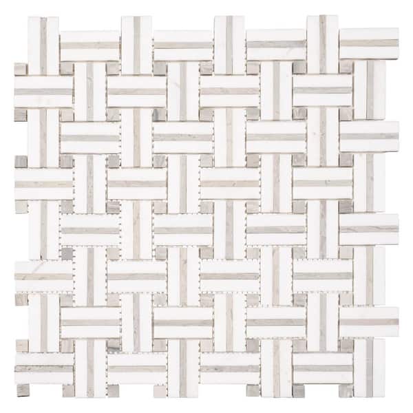 Fabrique Muslin Gray 12 in. x 12 in. Woven Look Smooth Natural Stone Floor & Wall Tile Sample