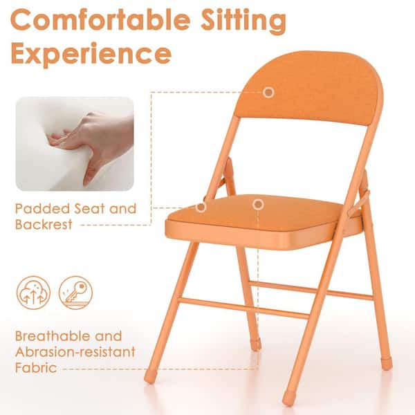 VECELO 4-Pack Folding Chairs, Portable Metal with Padded Fabric