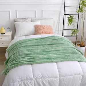 JML Lightweight Ribbed Cord Green Flannel Fleece 60 in. x 79 in