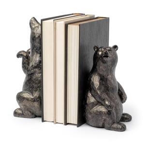 Sleuth Metallic Chrome Resin Grizzly Bear 9 in. L x 8 in. W Bookends