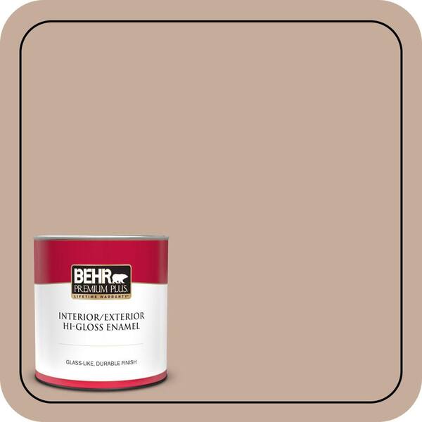 BEHR PREMIUM PLUS 1 qt. #ECC-57-1 California Stucco Hi-Gloss Enamel Interior/Exterior Paint & Primer