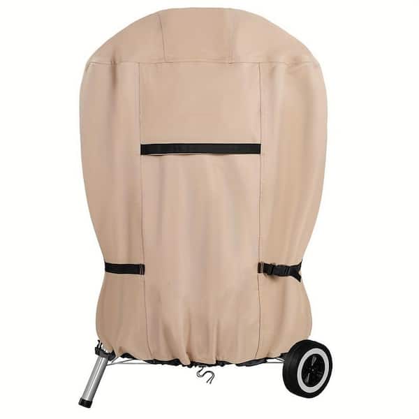 Outdoor Round Grill Cover, Waterproof Weather Resistant Heavy Duty Round Grill Cover 23 in. Dia x 32 in. H, Khaki