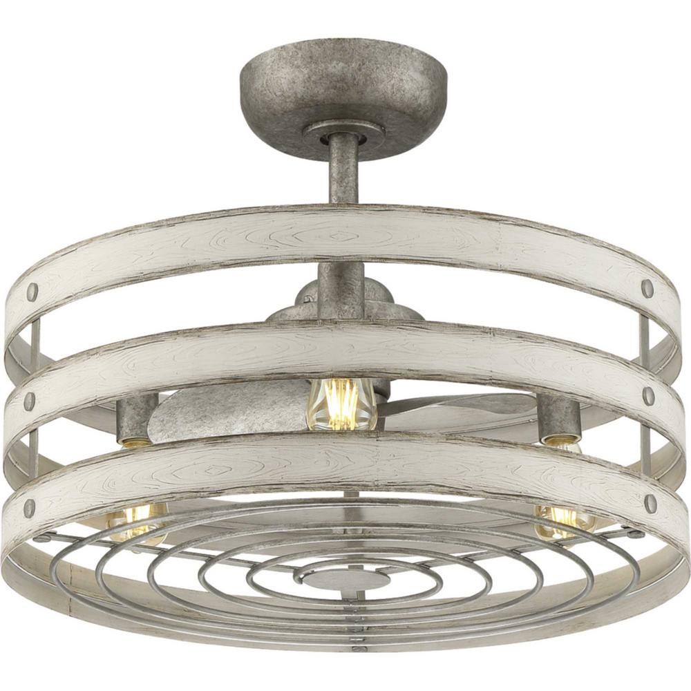 Gulliver Galvanized 24" Rustic Chandelier Ceiling Fan with Remote