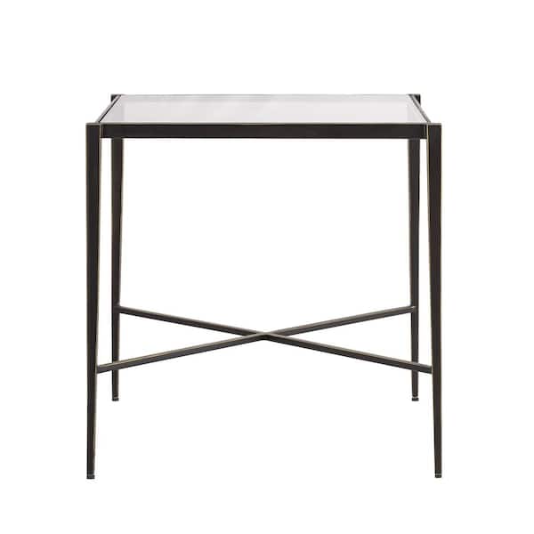 Unbranded Stillwater 22 in. Bronze Square Glass Accent Table