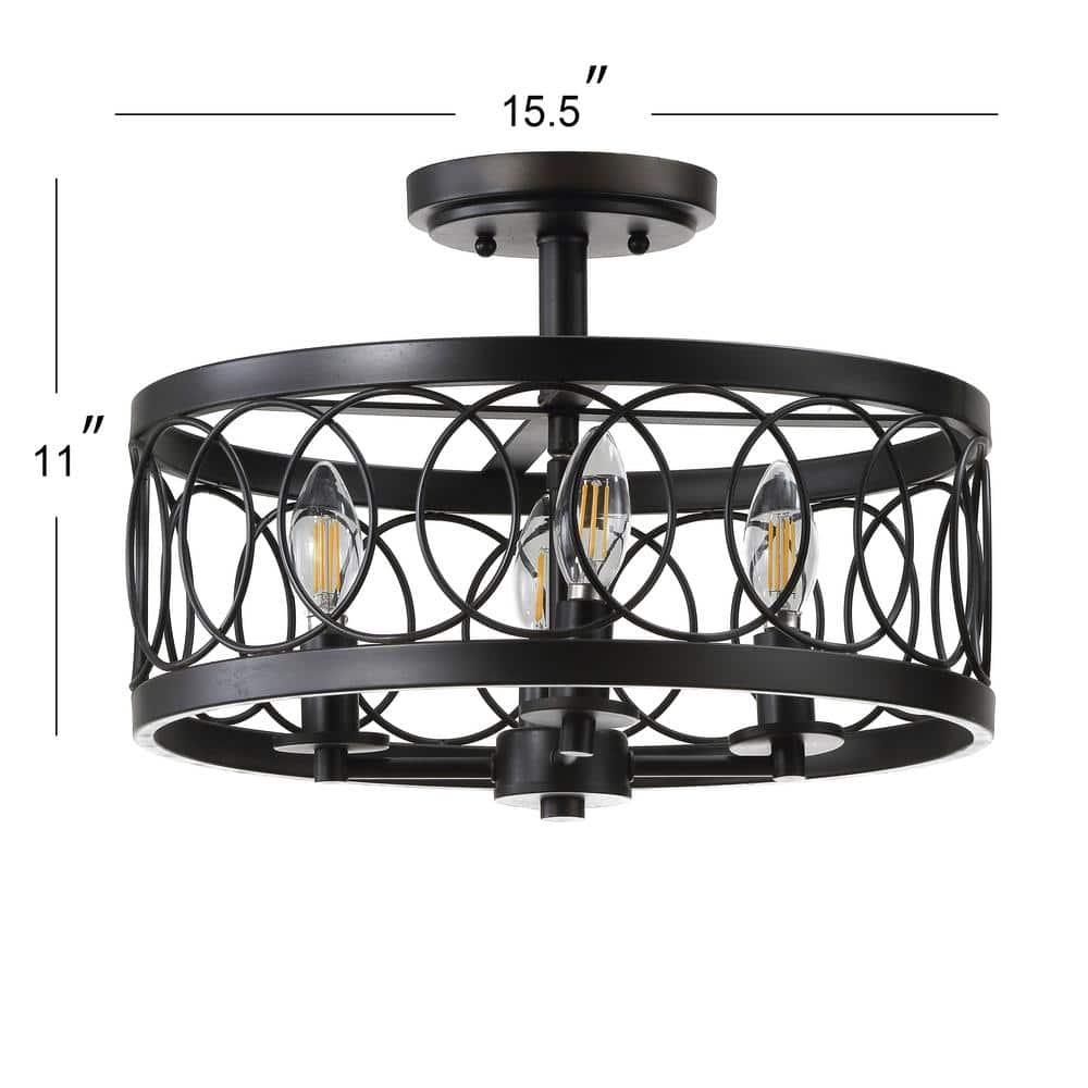 Oil Rubbed Bronze Drum Semi-Flush Mount Light