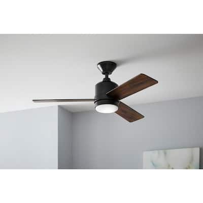 Hampton Bay Castlegate 44 in. Indoor Integrated LED Matte Black Ceiling Fan with 3 Reversible Blades, Light Kit and Remote Control 52192