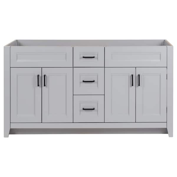 Home Decorators Collection Ridge 60 in. W x 22 in. D x 34 in. H Bath Vanity Cabinet without Top in Pearl Gray