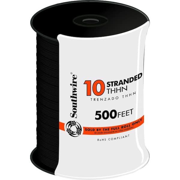 Southwire 500 ft. 10 Black Stranded CU THHN Wire