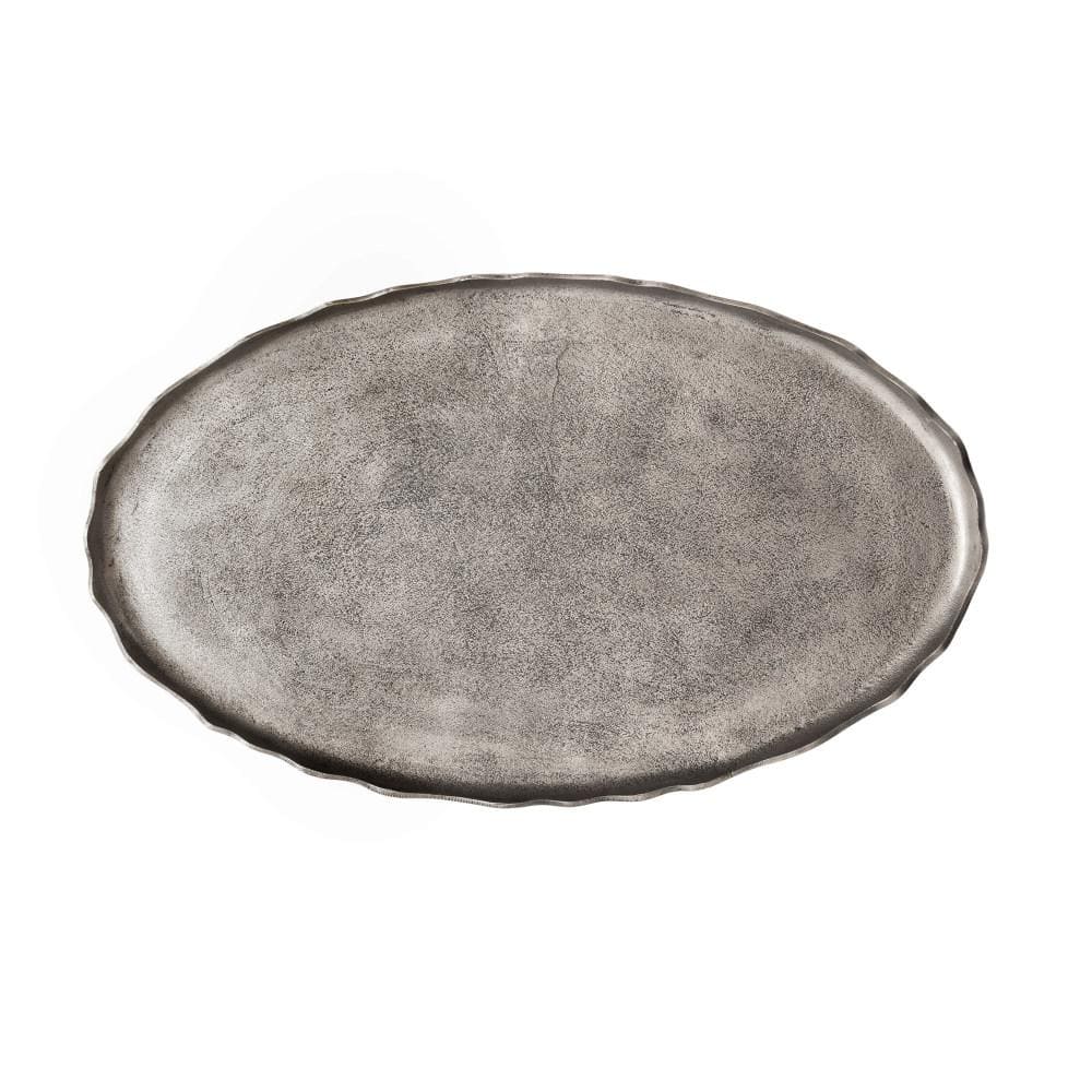Alessia Artisanal Silver Aluminum Oval Coffee Table