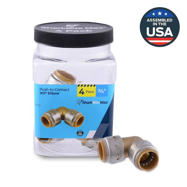 Max 3/4 in. Push-to-Connect Brass 90-Degree Elbow Fitting Pro Pack (4-Pack)
