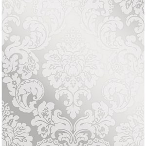 Margot Silver Damask Strippable Wallpaper (Covers 56.4 sq. ft.)