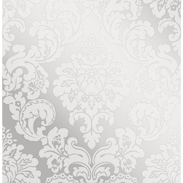 Margot Silver Damask Silver Wallpaper Sample