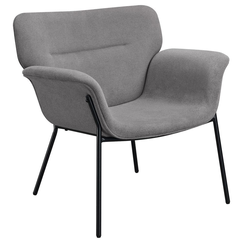 Ash Grey Mid-Century Modern Metal Accent Chair