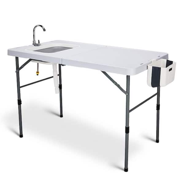 Karl home 50 in. Folding Portable Fish Table with Sink Faucet ...