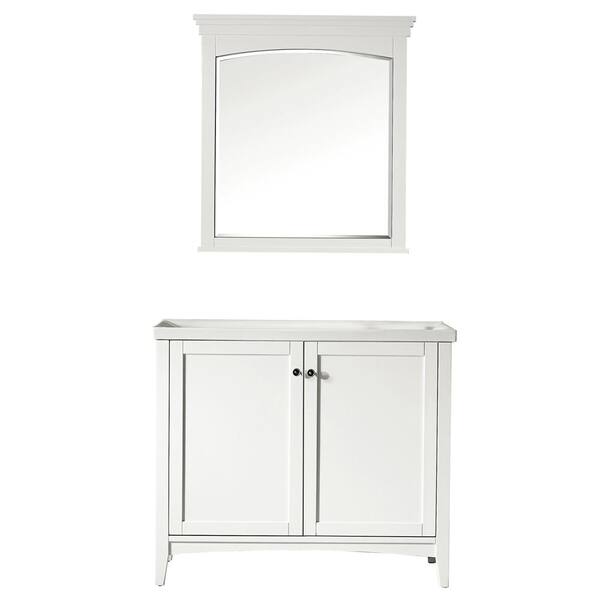 Vinnova Asti 40 in. W x 18 in. D x 33 in. H Single Basin Vanity in White with Ceramic Vanity Top in White with Mirror