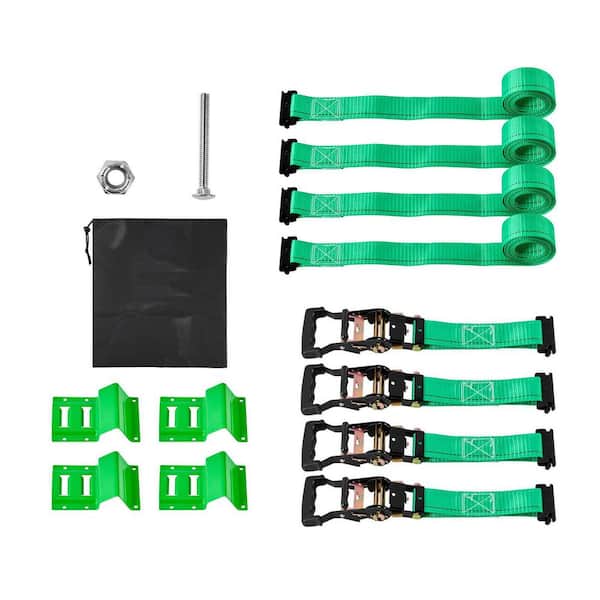 Wheel Chock Tie-Down Kit, Chock-Style Trailer Tie Down Strap, Car Tie Down Kit with Buckle, Break Strength 4380 lbs.