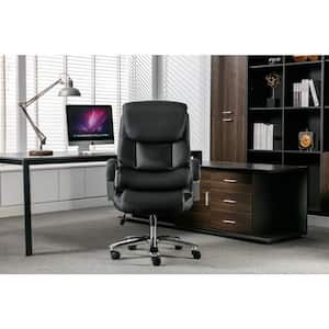 Patrick Faux Leather High Back Executive Office Chair, PU Leather Computer Chair, Lumbar Support in Black with Arms