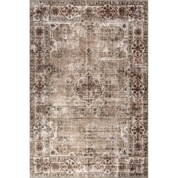 Audrina Persian Spill Proof Washable Beige 6 ft. x 9 ft. Indoor Area Rug