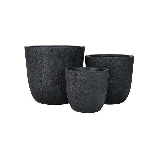 Hcman 24/21/11 in. Large Plastic Planters with Drainage Hole and Saucer ...