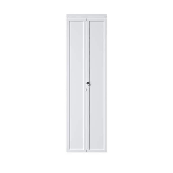 ARK DESIGN 24 in. x 80.5 in. Paneled Solid Core White Finished 1 Lite MDF Bifold Door with Hardware