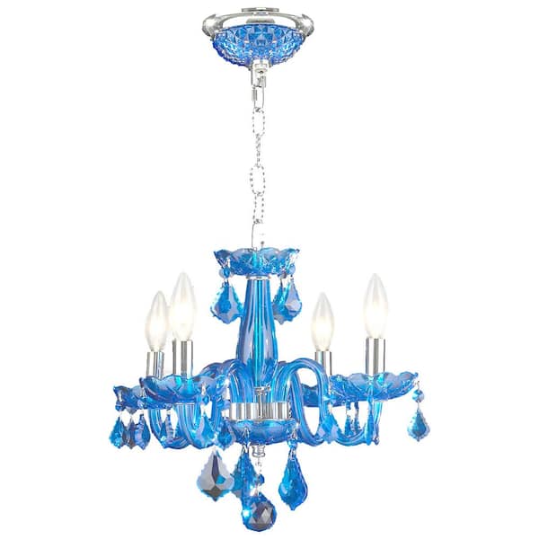 Worldwide Lighting Clarion 4-Light Polished Chrome Sapphire Crystal Chandelier