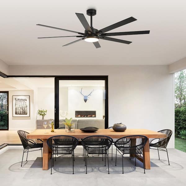 65 in. LED Indoor Black DC Motor Ceiling Fan with Light and Remote Control, Reversible Blades