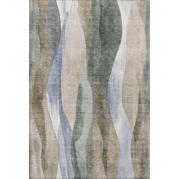 Mayfield Premium Machine Washable Abstract AMF1989 Beige 10 ft. x 14 ft. Area Rug