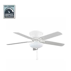 Holly Springs Low Profile 52 in. LED Indoor Matte White Ceiling Fan with Light Kit