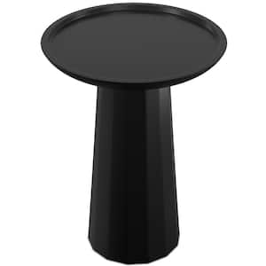 Dayton Solid Mango Wood 13 in. Wide Round Contemporary Wooden Accent Table in Black, Fully Assembled