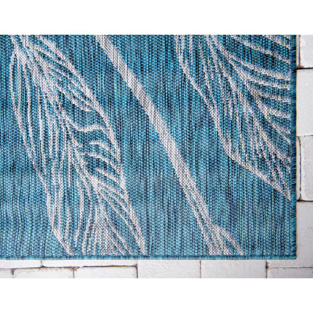 Teal and Ivory Botanical Outdoor Rectangular Rug 4' x 6'