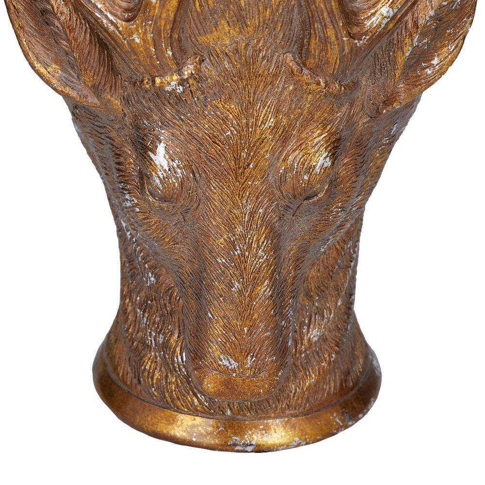 14 in. Bronze Polystone Deer-Inspired Indoor Planter