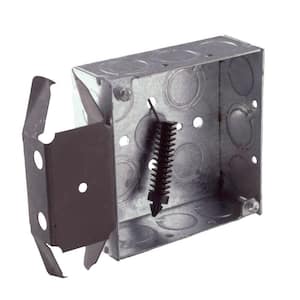 BOX-LOC 4 in. W x 1-1/2 in. D 2-Gang Welded Square Box with Nine 1/2 in. KO's and Five TKO's, MS Bracket, Flush, 1-Pack