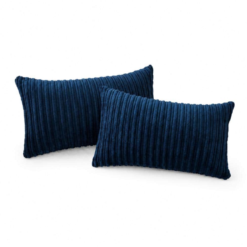 LOKWT 12x20 in Velvet Corduroy Striped Lumbar Pillow Covers Set of