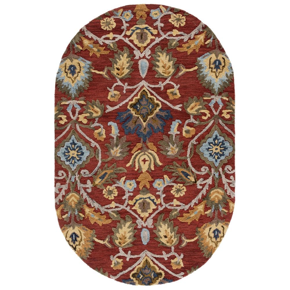 Reviews for SAFAVIEH Blossom 5 ft. x 8 ft. Red/Multi Oriental Oval Rug ...