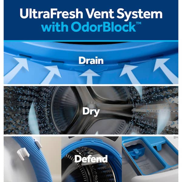 GE - 4.8 cu. ft. Smart White Front Load Washer with OdorBlock UltraFresh Vent System and Sanitize with Oxi
