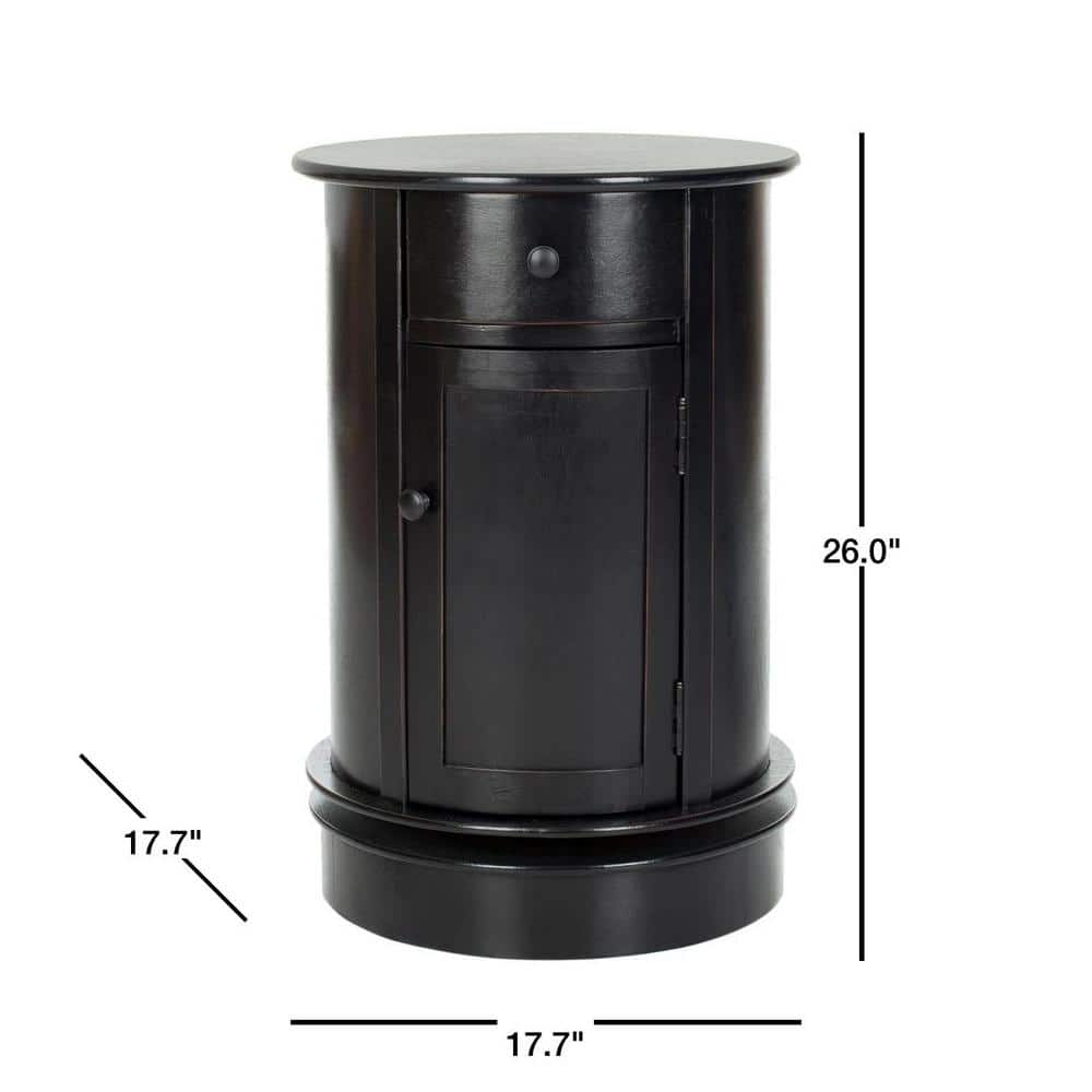 Transitional Gray Round Swivel End Table with Storage