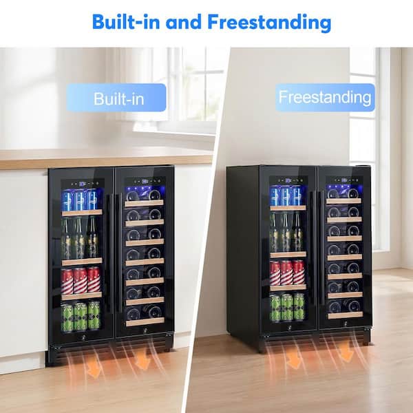 Nipus 23.4 in. Dual Zone 20-Bottle and 80 Plus Cans Beverage and
