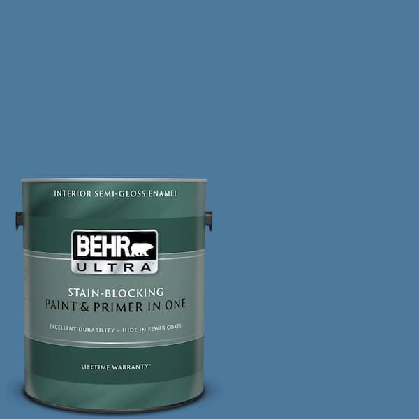 BEHR ULTRA 1 gal. #UL230-4 Glass Sapphire Semi-Gloss Enamel Interior Paint and Primer in One