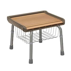 18.90 in. W x 15 in. D Faux Teak Tub and Shower Seat with Underneath Storage